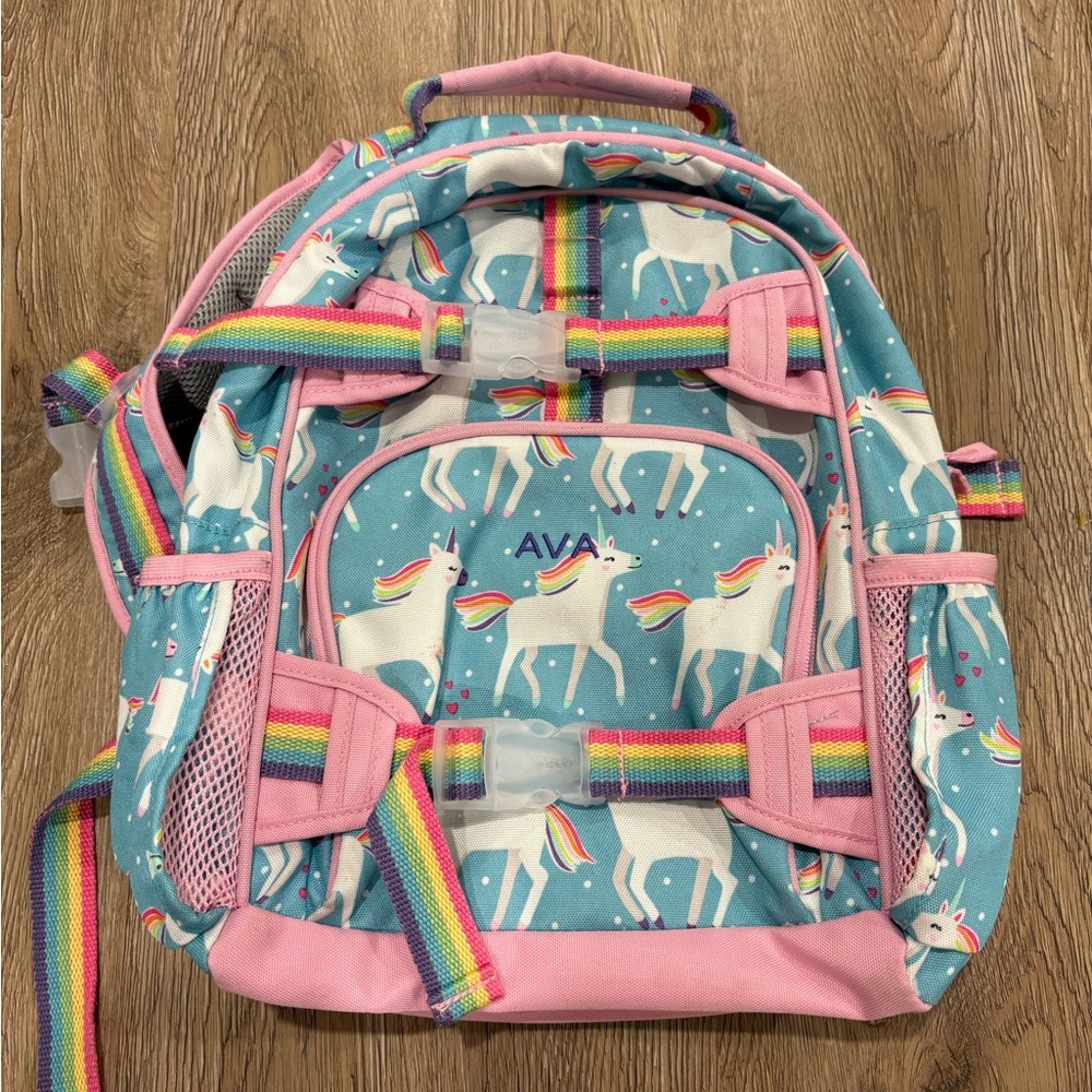 Pottery Barn Aqua Unicorn Parade Backpack & Lunchbox (AVA)